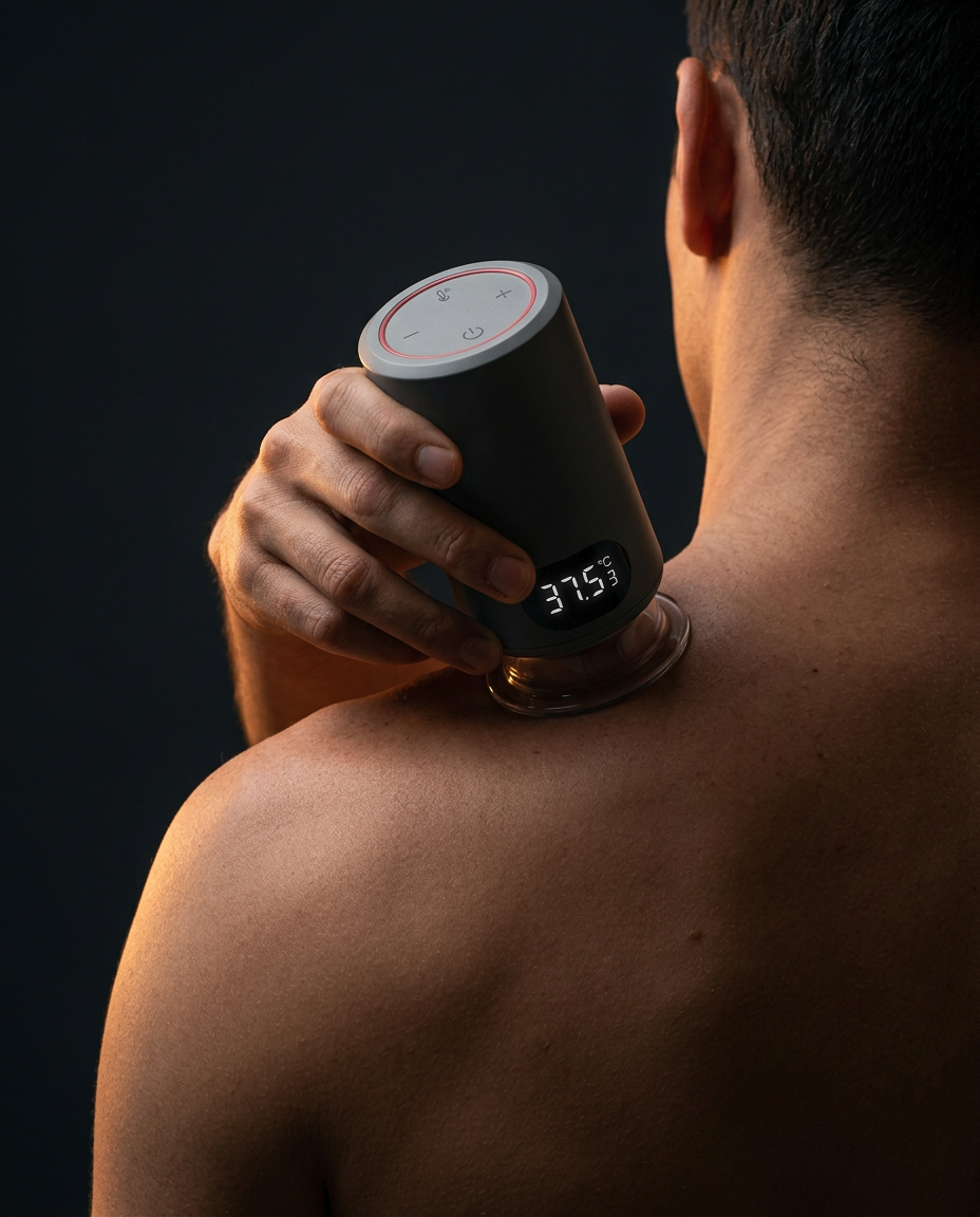 electric cupping massager in use
