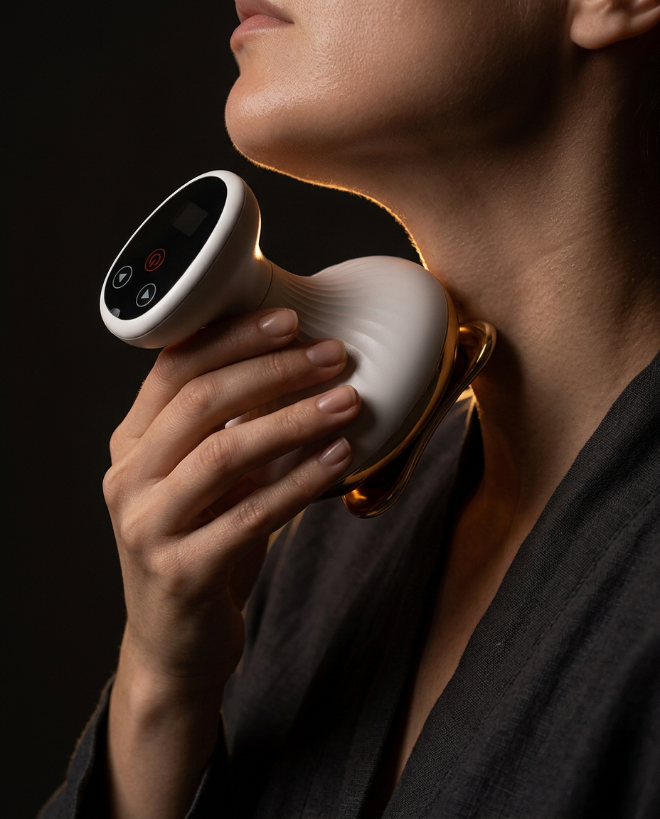 electric gua sha massager in use