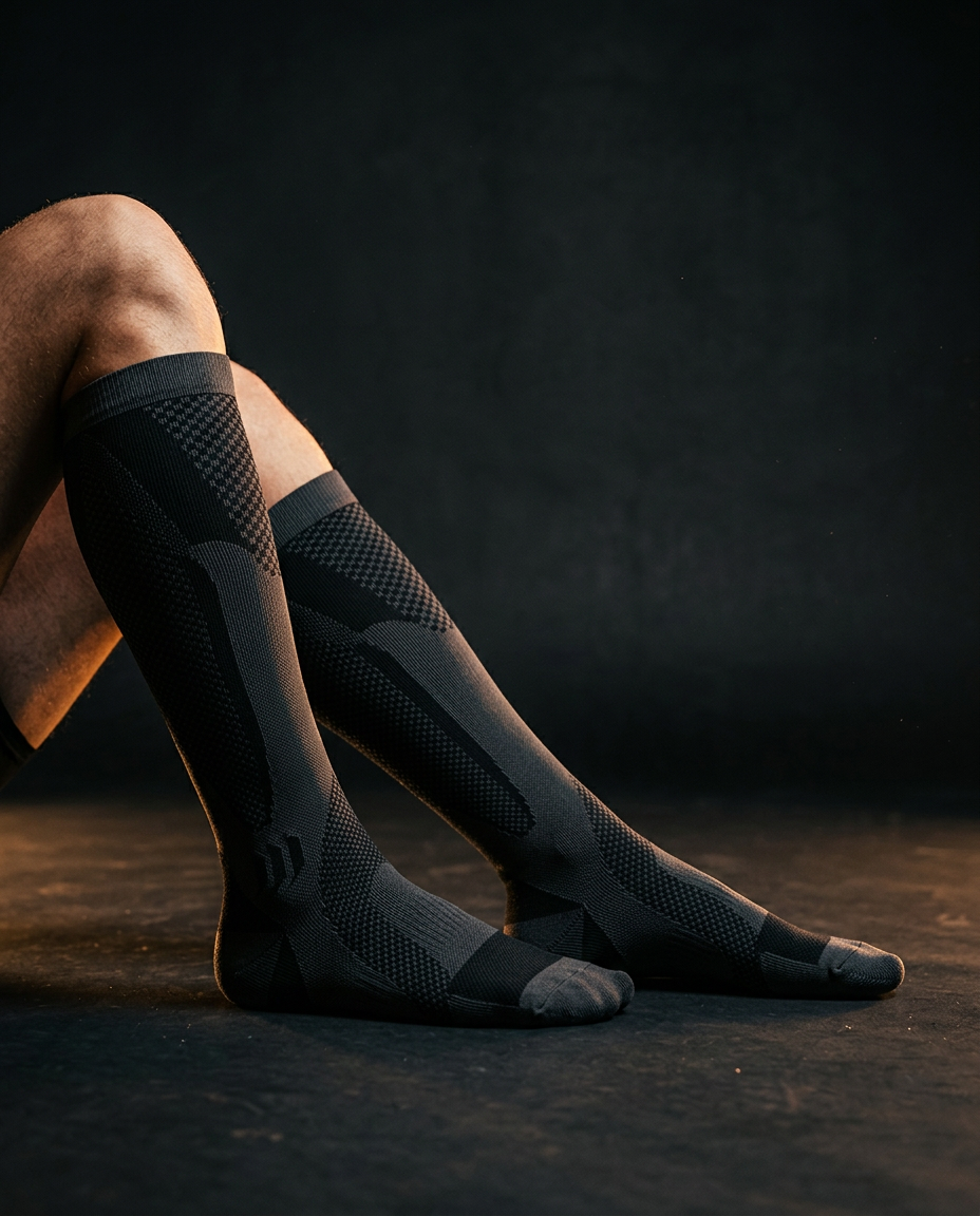 graduated compression socks in use