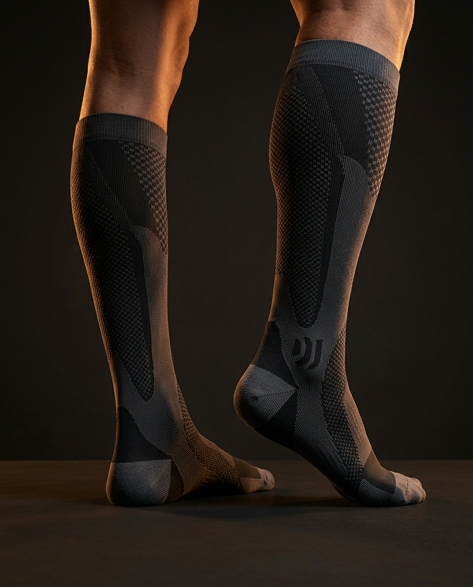graduated compression socks in use