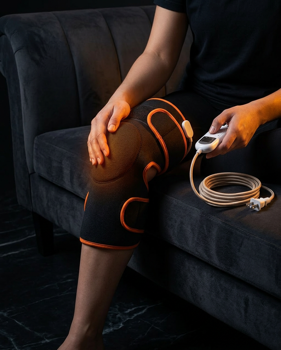 heated knee massager in use