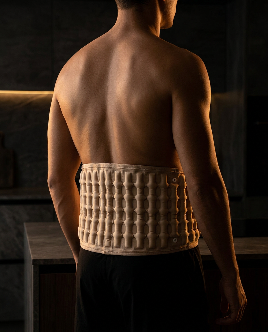 lumbar decompression back belt in use