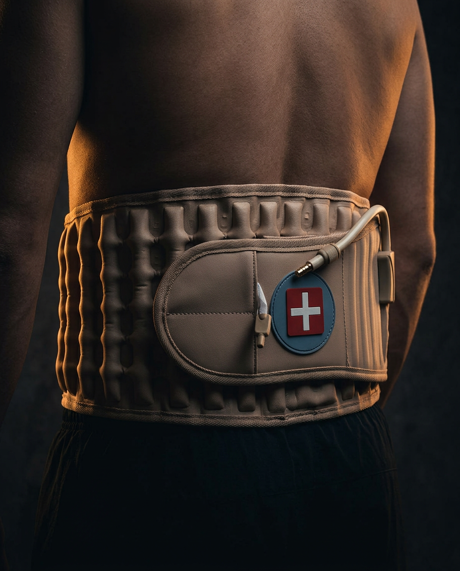 lumbar decompression back belt in use