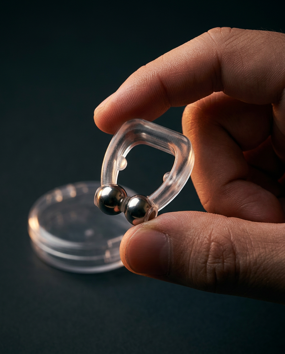 magnetic anti snore nose clip in use