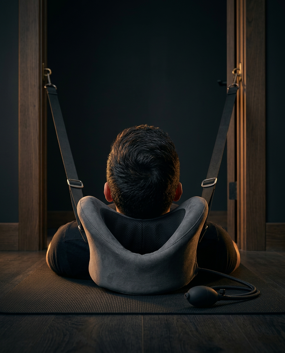 neck hammock cervical traction in use