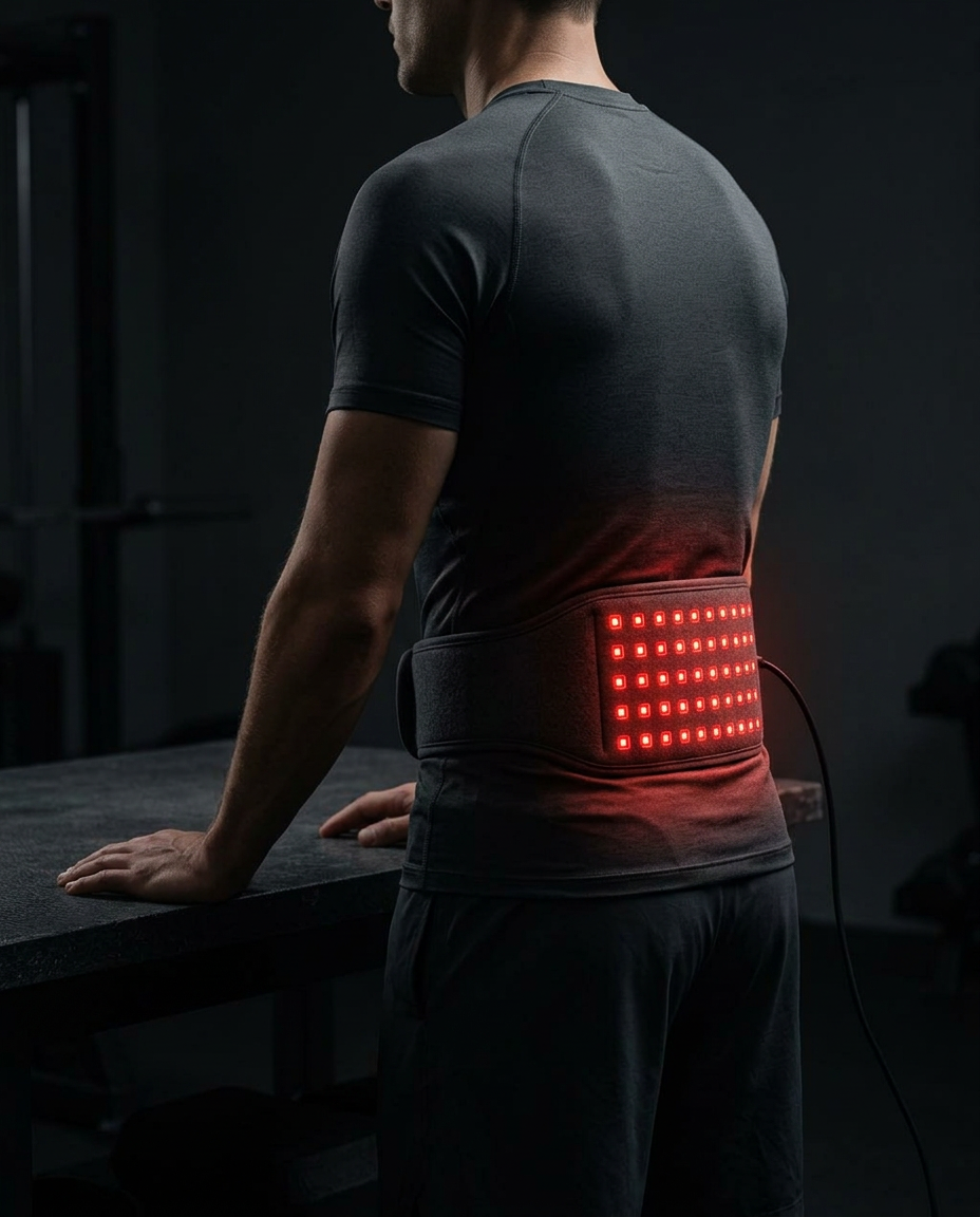 red light therapy belt in use