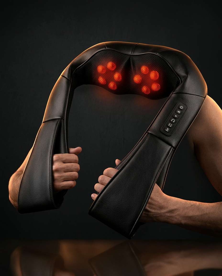 shiatsu neck shoulder massager in use