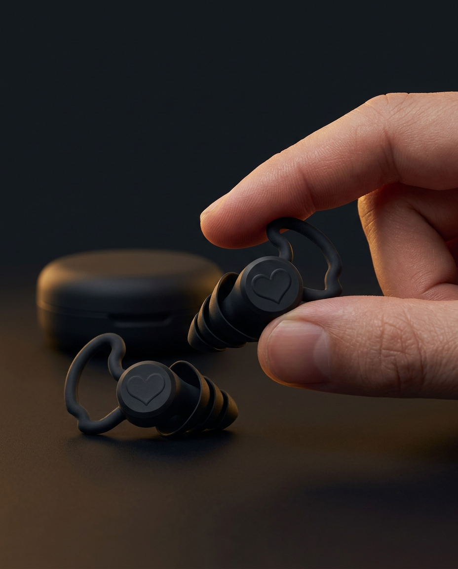 silicone sleep earplugs in use