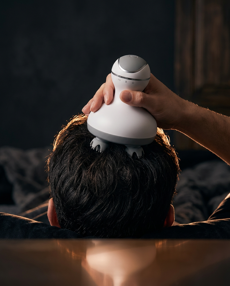 smart scalp massager in use