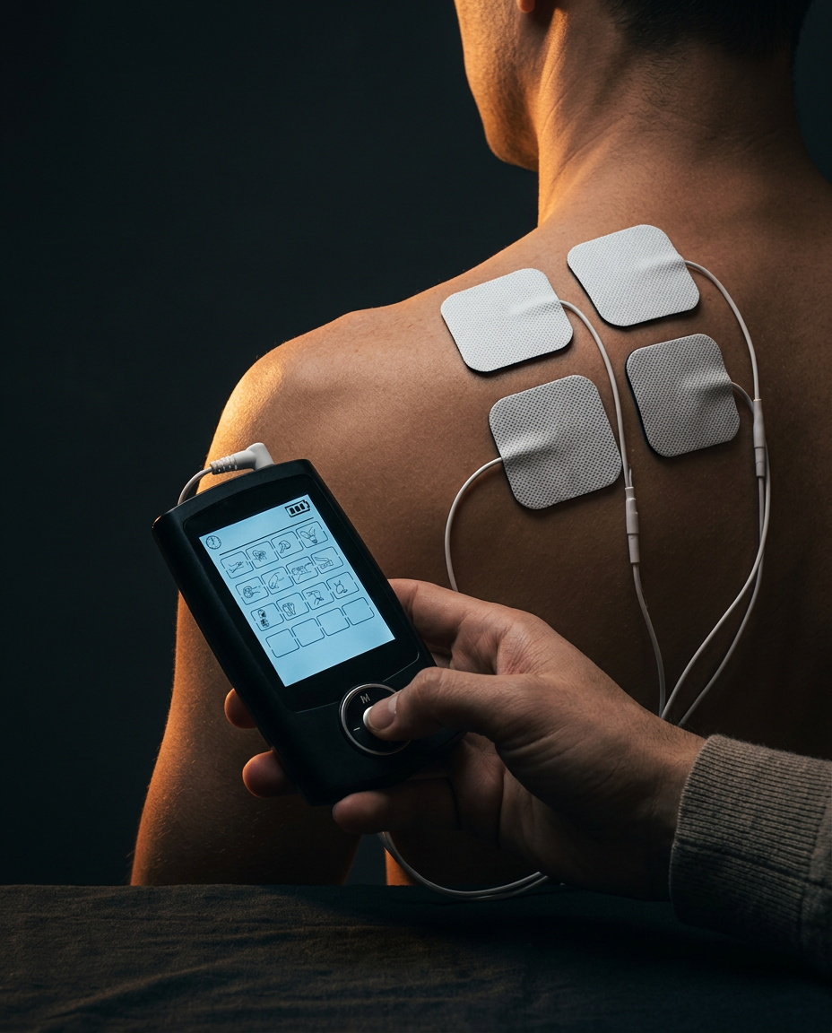 tens ems muscle stimulator in use