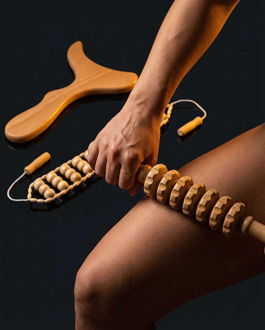 wood therapy lymphatic set in use
