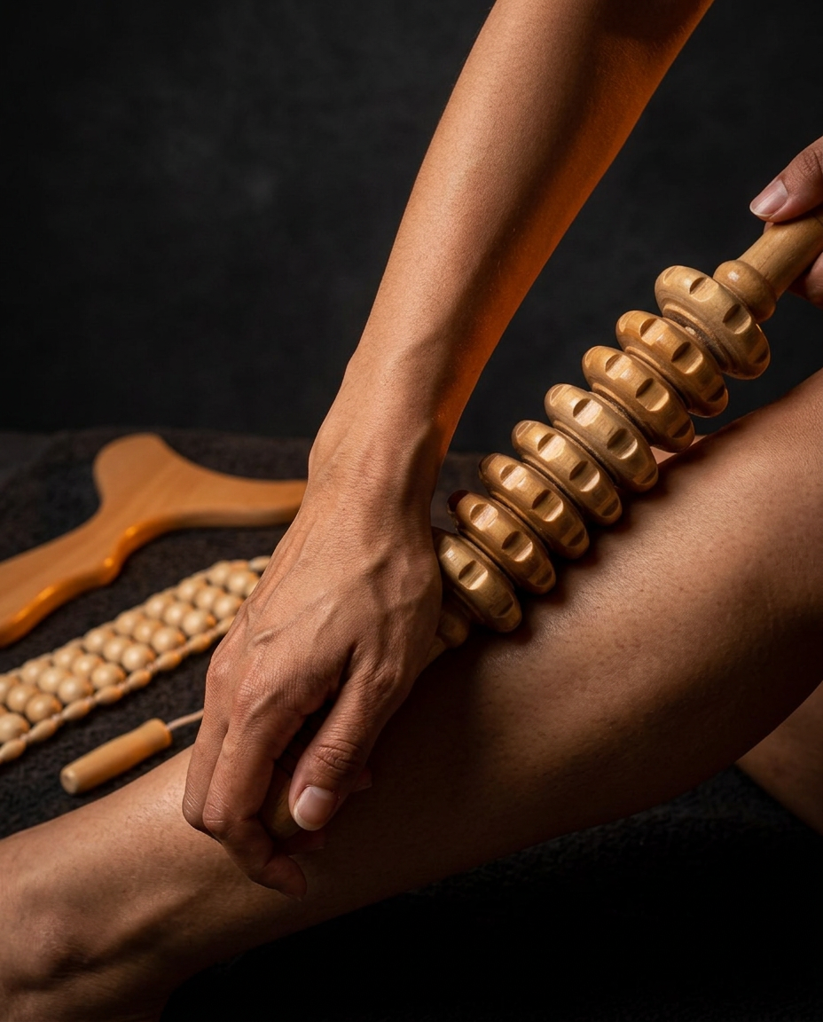 wood therapy lymphatic set in use
