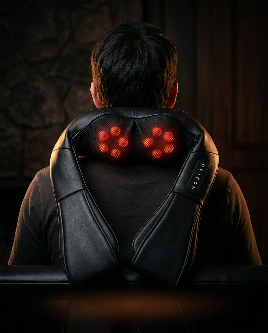 shiatsu neck shoulder massager in use
